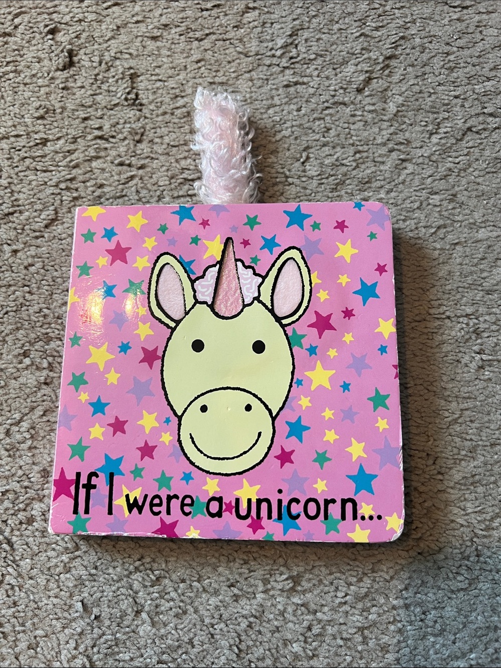 Jellycat Pink Unicorn Board Book with Star Pattern